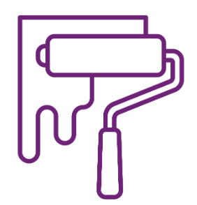 dark purple illustration of a paint roller rolling paint