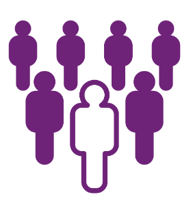 dark purple illustration showing 7 outlines of people