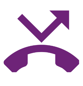 dark purple illustration of a phone handset and an arrow bouncing off it