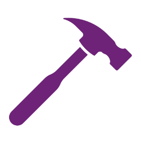 dark purple illustration of a hammer